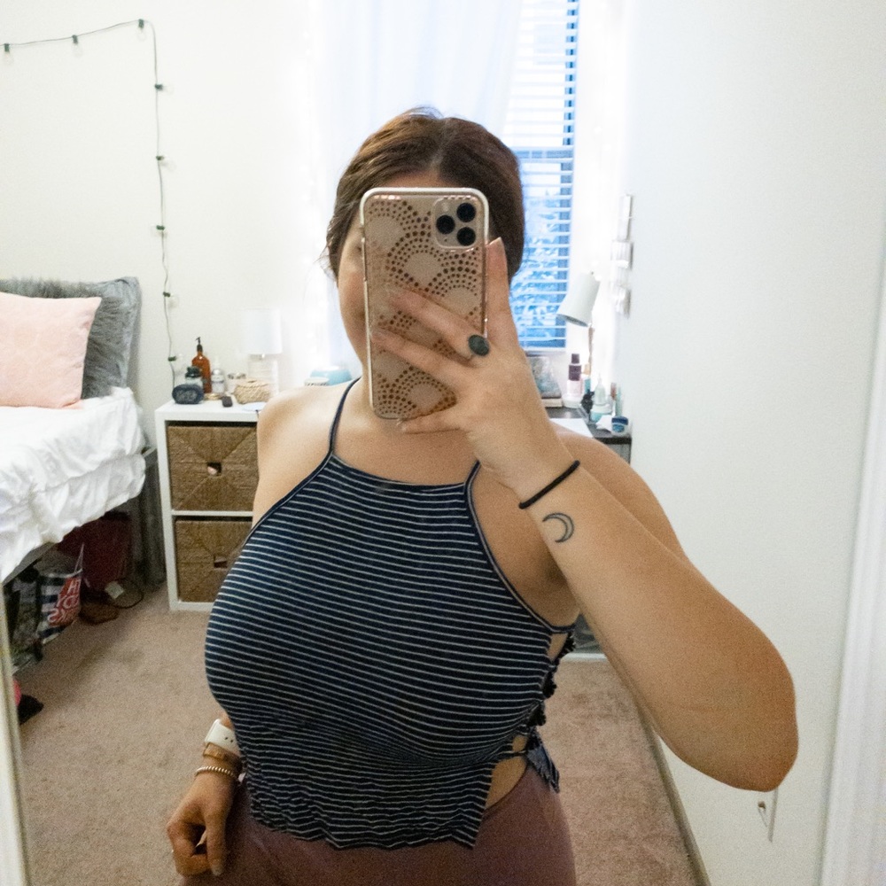 Emma & Sam Striped Racerback Crop Top - Picture 2 of 4